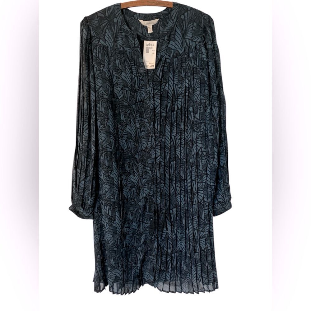 Garnet Hill New with Tags Pleated Mara Dress Size S Fall Flowy Blue
